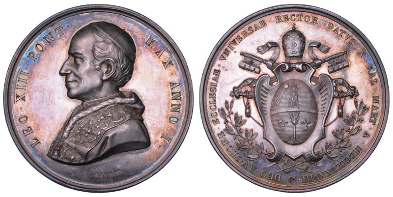 ROMA. LEONE XIII (Vincenzo Gioacchino Luigi Pecci), 1878-1903. Medaglia annuale in argento 1878 A. I. Elezione al Pontificato.  - Auction Numismatics - Cambi Casa d'Aste