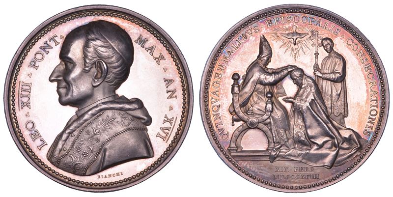 ROMA. LEONE XIII (Vincenzo Gioacchino Luigi Pecci), 1878-1903. Medaglia annuale in argento 1893/A. XVI. Giubileo Episcopale del Pontefice.  - Asta Numismatica - Cambi Casa d'Aste
