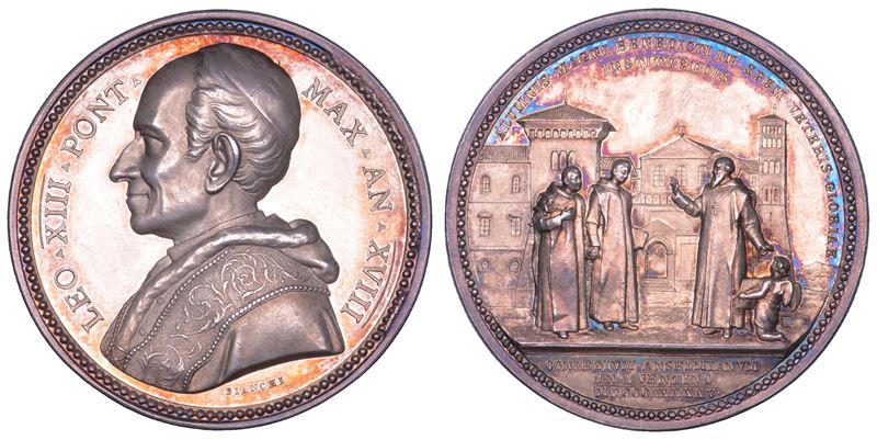 ROMA. LEONE XIII (Vincenzo Gioacchino Luigi Pecci), 1878-1903. Medaglia annuale in argento 1895/A. XVIII. Fondazione del nuovo collegio Anselmiano.  - Asta Numismatica - Cambi Casa d'Aste