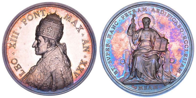 STATO PONTIFICIO. LEONE XIII (Vincenzo Gioacchino Luigi Pecci), 1878-1903. Medaglia annuale in argento 1902/ A. XXV. Anniversario del venticinquesimo anno di pontificato.  - Auction Numismatics - Cambi Casa d'Aste