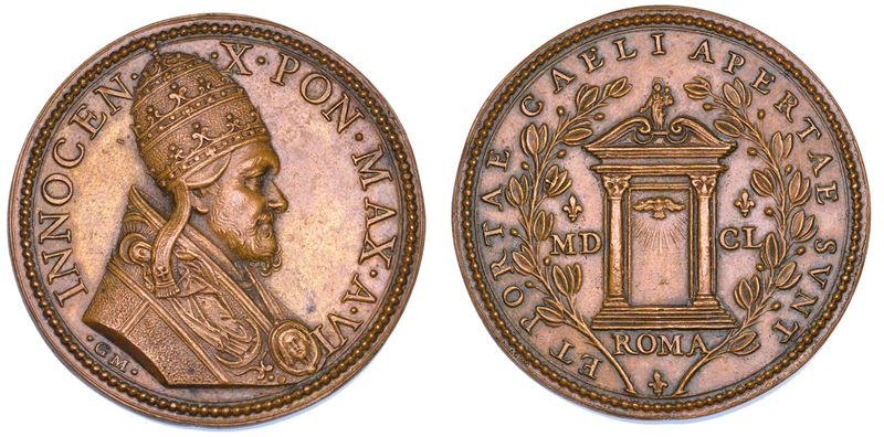 STATO PONTIFICIO. INNOCENZO X (Giovanni Battista Pamphilj), 1644-1655. Medaglia in bronzo 1650. Apertura della Porta Santa.  - Auction Numismatics - Cambi Casa d'Aste