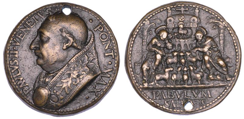 STATO PONTIFICIO. PAOLO II (Pietro Barbo), 1464-1471. Medaglia in bronzo 1465. Visita a Roma dei Teologi Maroniti.  - Auction Numismatics - Cambi Casa d'Aste