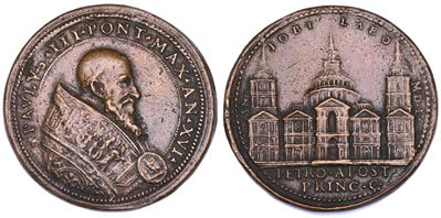 Medaglia in bronzo commemorativa del Pontificato di Paolo III (Alessandro Farnese), 1534-1549