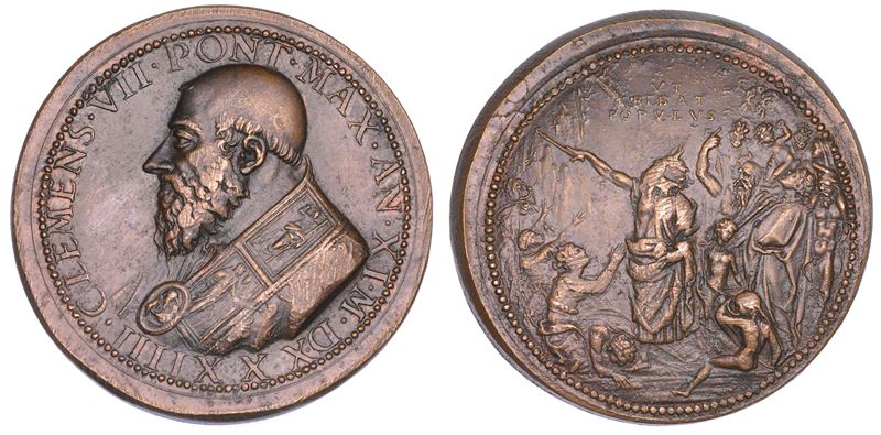 STATO PONTIFICIO. CLEMENTE VII, (Giulio Zanobi de' Medici), 1523-1534. Medaglia in bronzo 1534. Costruzione del Pozzo di San Patrizio a Orvieto.  - Auction Numismatics - Cambi Casa d'Aste