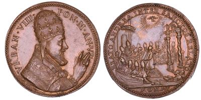 Urbano VIII (Maffeo Barberini), Medaglia annuale in bronzo 1629/A, Canonizzazione di Andrea Corsi...