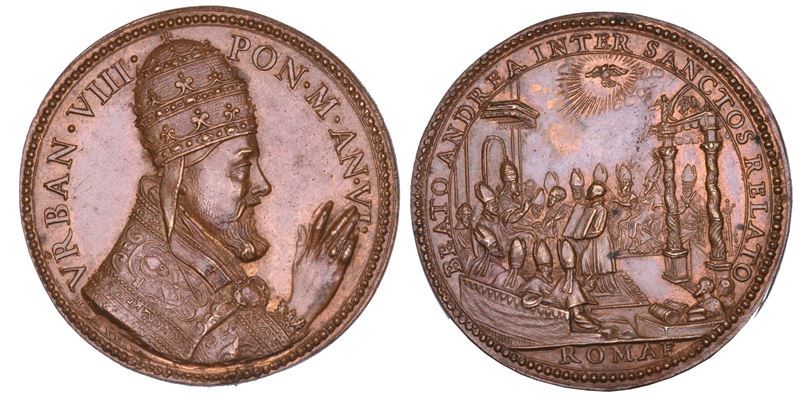 STATO PONTIFICIO. URBANO VIII (Maffeo Barberini), 1623-1644. Medaglia annuale in bronzo 1629/A. VI. Canonizzazione di Andrea Corsini.  - Auction Numismatics - Cambi Casa d'Aste
