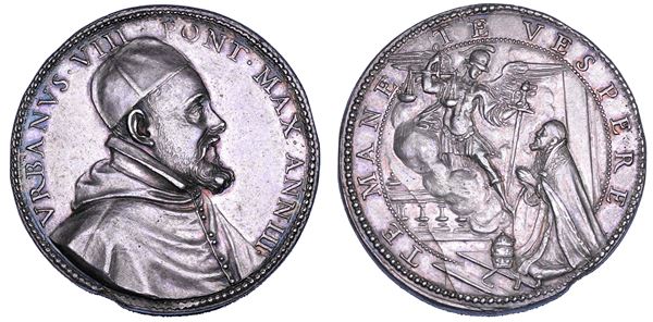 STATO PONTIFICIO. URBANO VIII (Maffeo Barberini), 1623-1644. Medaglia in argento 1626/A. III. Secondo anniversario dell'incoronazione.