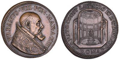 URBANO VIII (Maffeo Barberini), Medaglia annuale in bronzo, 1637/A