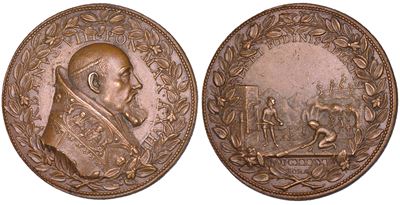 Urbano VIII (Maffeo Barberini), Medaglia annuale in bronzo 1641, Le ferriere sul Monte Leone