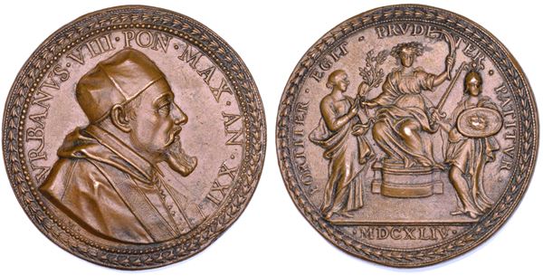 STATO PONTIFICIO. URBANO VIII (Maffeo Barberini), 1623-1644. Medaglia annuale in bronzo 1644/A. XXI. Guerra contro con il Duca di Parma Ottavio Farnese per la conquista della cittadina di Castro.