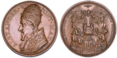 Medaglia commemorativa in bronzo di Alessandro VII, 1662, dedicata all'altare della Cattedra di S...