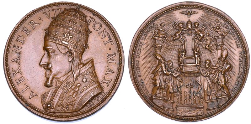STATO PONTIFICIO. ALESSANDRO VII (Fabio Chigi), 1655-1667. Medaglia annuale in bronzo A. VIII (1662). L'altare della Cattedra di San Pietro.  - Asta Numismatica - Cambi Casa d'Aste
