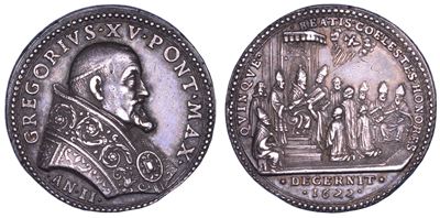 Gregorio XV, Medaglia annuale in argento 1622: Canonizzazione di cinque nuovi santi
