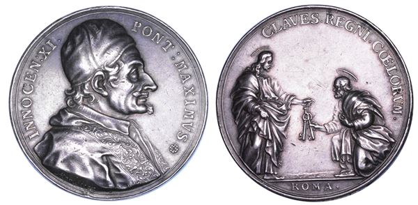 STATO PONTIFICIO. INNOCENZO XI (Benedetto Odescalchi), 1676-1689. Medaglia in argento 1676. Il Papa successore di Pietro.