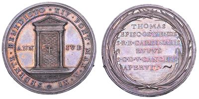 Benedetto XIV (Prospero Lorenzo Lambertini), Medaglia in argento, Apertura della Porta Santa, 175...
