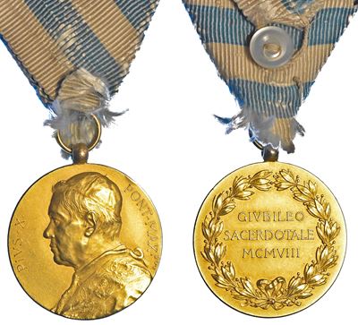 PIO X, Onorificenza in oro per il 50° anniversario di sacerdozio (1908)