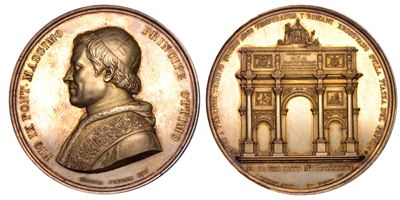 Pio IX, Medaglia in argento dorato, 1846