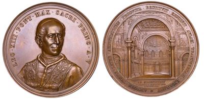 Leone XIII, Medaglia in bronzo di massimo modulo 1884, V. La nuova abside della Basilica di San G...
