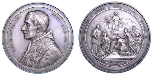 ROMA. BENEDETTO XV (Giacomo della Chiesa), 1914-1922. Medaglia in argento di massimo modulo 1917/A. II. Invocazione per la Pace.
