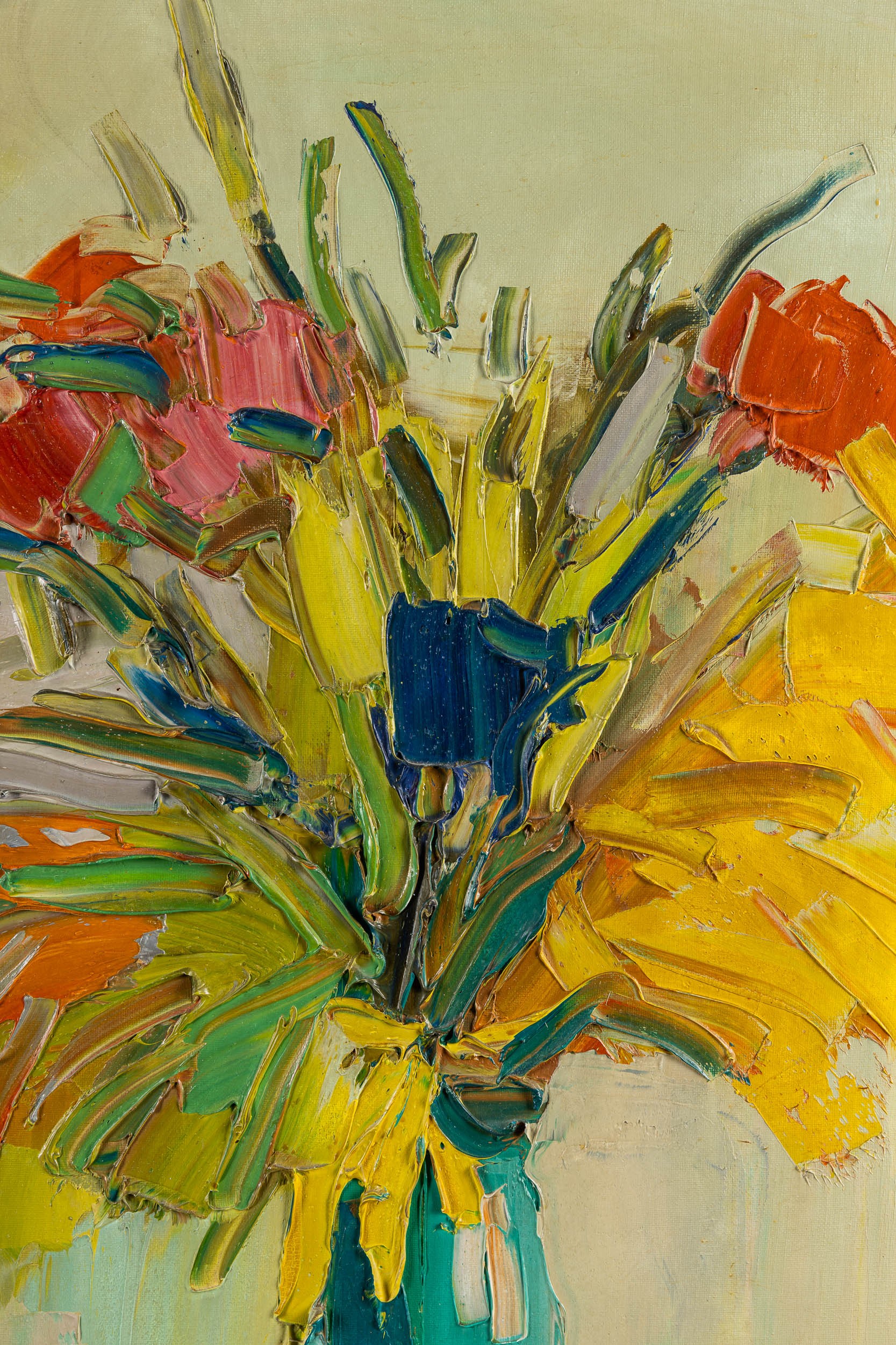 Nicola Simbari - Ritratto di donna con vaso di fiori, olio su tela