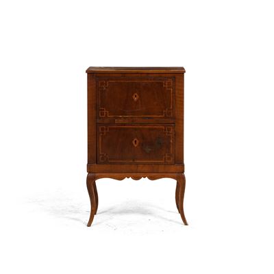 Comodino a due cassetti, XIX-XX secolo, legno