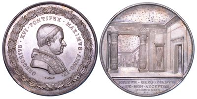 Gregorio XVI, Medaglia commemorativa dell'inaugurazione del Museo Gregoriano Egizio, 1839