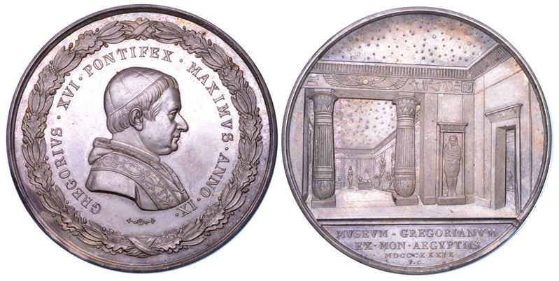 STATO PONTIFICIO. GREGORIO XVI (Bartolomeo Alberto Cappellari), 1831-1846. Medaglia in argento 1839/A. IX. Inaugurazione del Museo Gregoriano Egizio.  - Asta Numismatica - Cambi Casa d'Aste