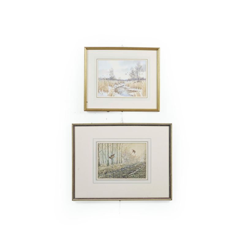 Scuola inglese del XIX-XX secolo Paesaggi con cacciagione  - acquerelli su carta - Auction Italian Mansions TIME - Cambi Casa d'Aste