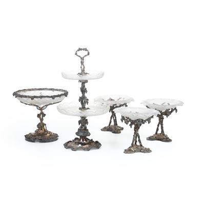 Set di Alzate in Metallo Dorato e Cristallo