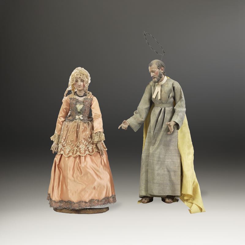Madonna e San Giuseppe. Arte presepiale italiana del XVIII secolo  - Asta Scultura e Oggetti d'Arte - Cambi Casa d'Aste