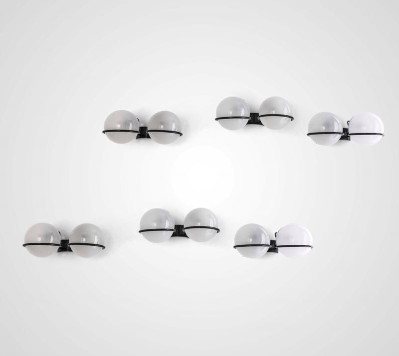 Gino Sarfatti : Sei lampade da parete mod 238/2  - Asta Design 200 - Cambi Casa d'Aste
