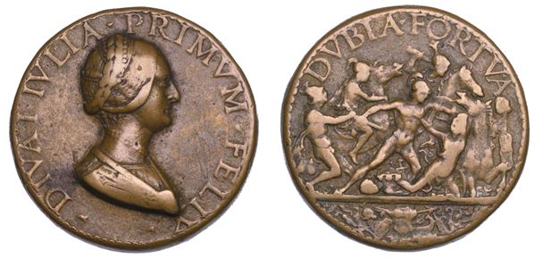 ROMA. GIULIA, figlia di Cesare, nata intorno al 76 a.C. Medaglia in bronzo.