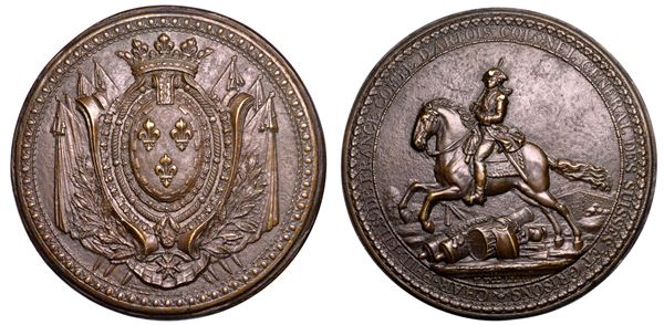 FRANCIA, CHARLES PHILIPPE, Conte di Artois (poi Carlo X), 1757-1836. Medaglia di bronzo del 1773. Colonnello Generale dei Grigioni e della Svizzera.
