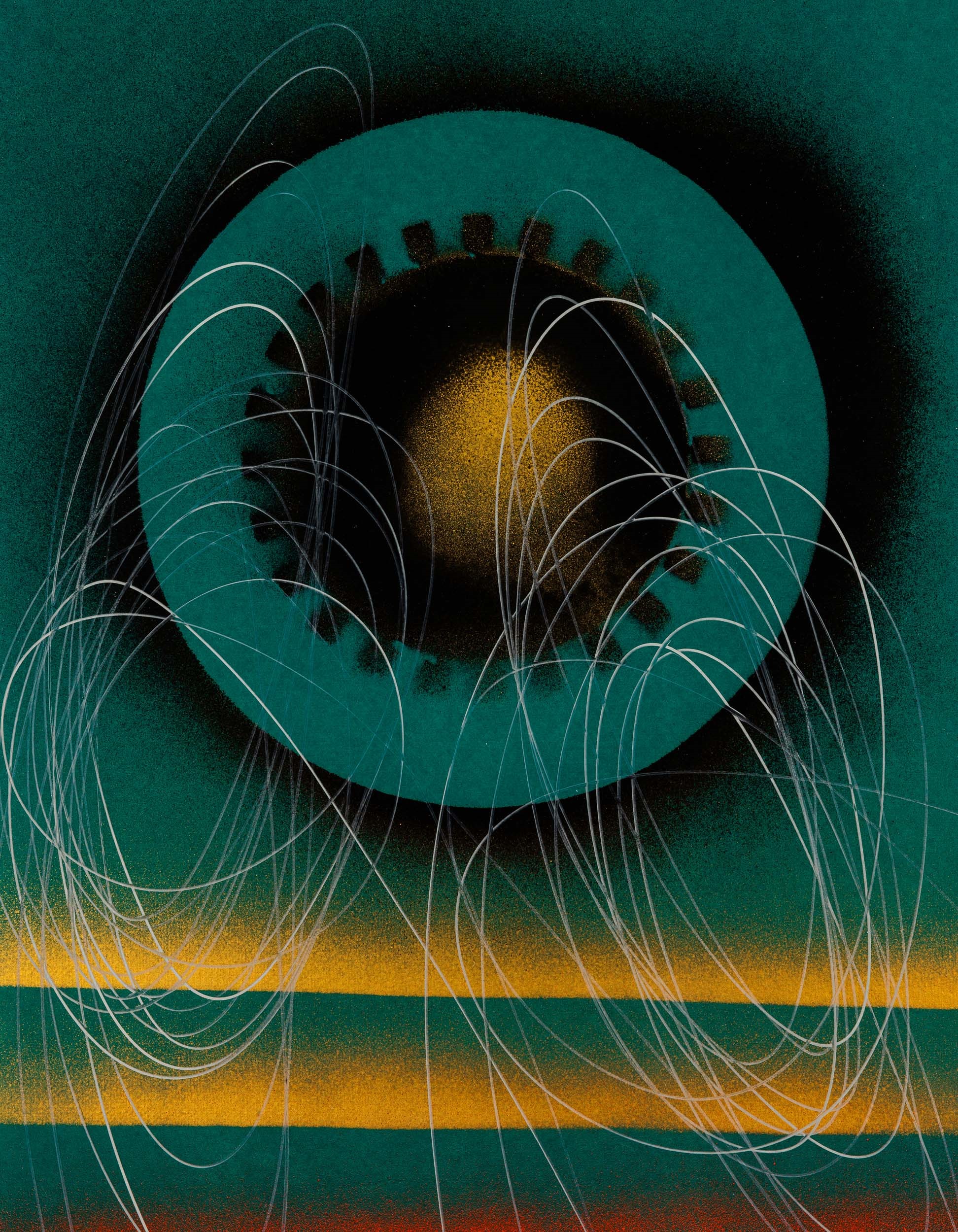 Roberto Crippa - Spirale - olio su cartoncino, 50 x 70 cm, anni '65