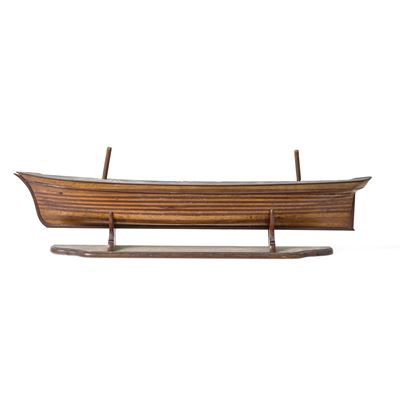Mezzo scafo di brigantino, fine XIX secolo, legno e metallo, cm 140X17X29