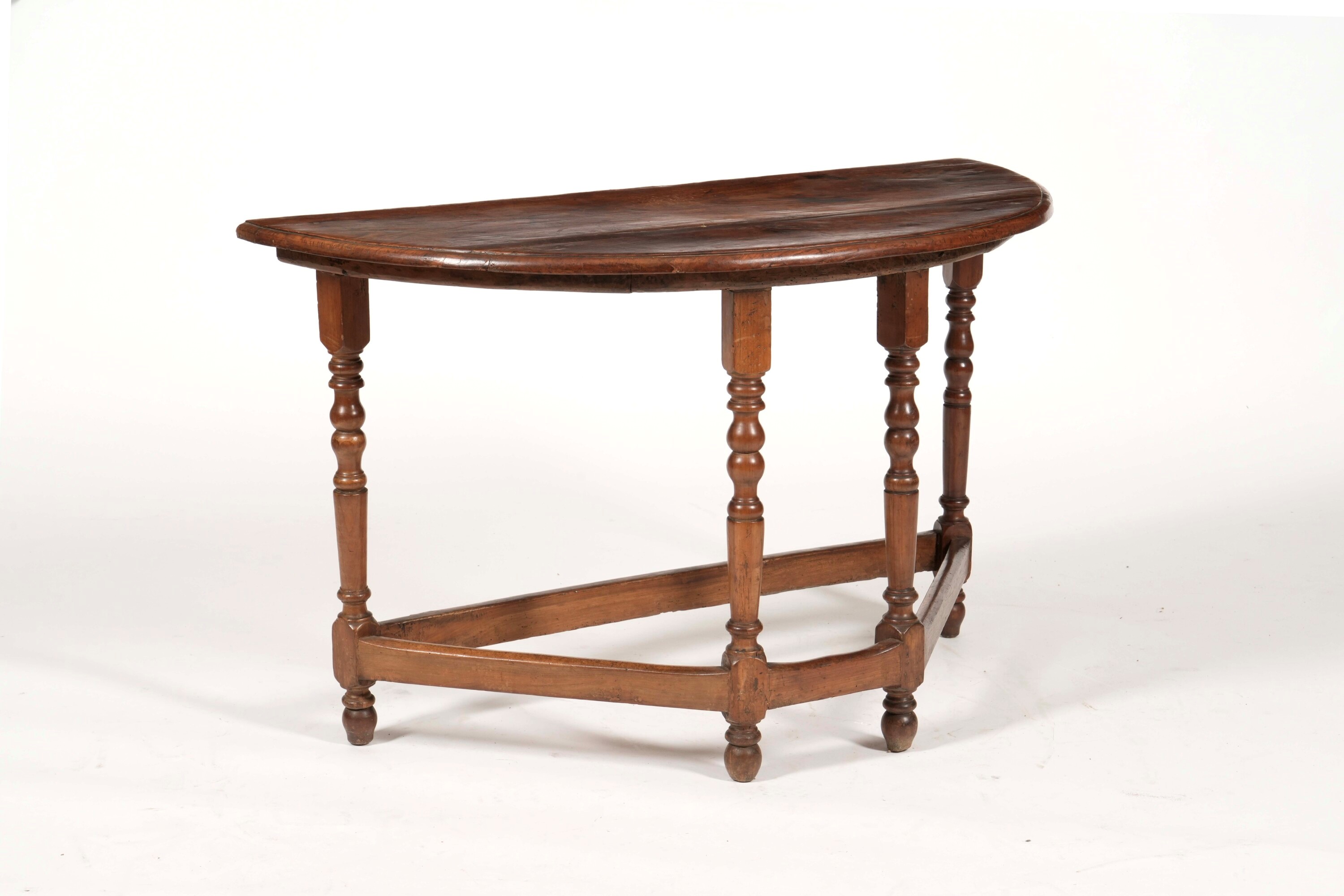 Mezzo tavolo con gambe a rocchetto, legno