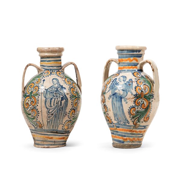 Coppia di anfore Caltagirone, 1700 e 1736 