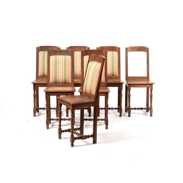 Gruppo di sette sedie a rocchetto