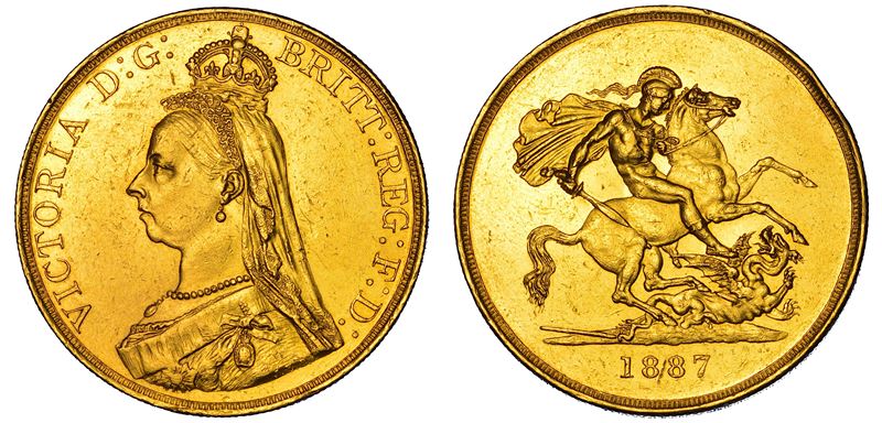REGNO UNITO. VICTORIA, 1837-1901. 5 Pounds 1887.  - Auction Numismatics - Cambi Casa d'Aste