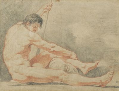 Scuola del XVIII-XIX secolo, Studio di nudo seduto