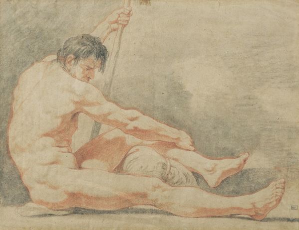 Scuola del XVIII-XIX secolo Studio di nudo seduto