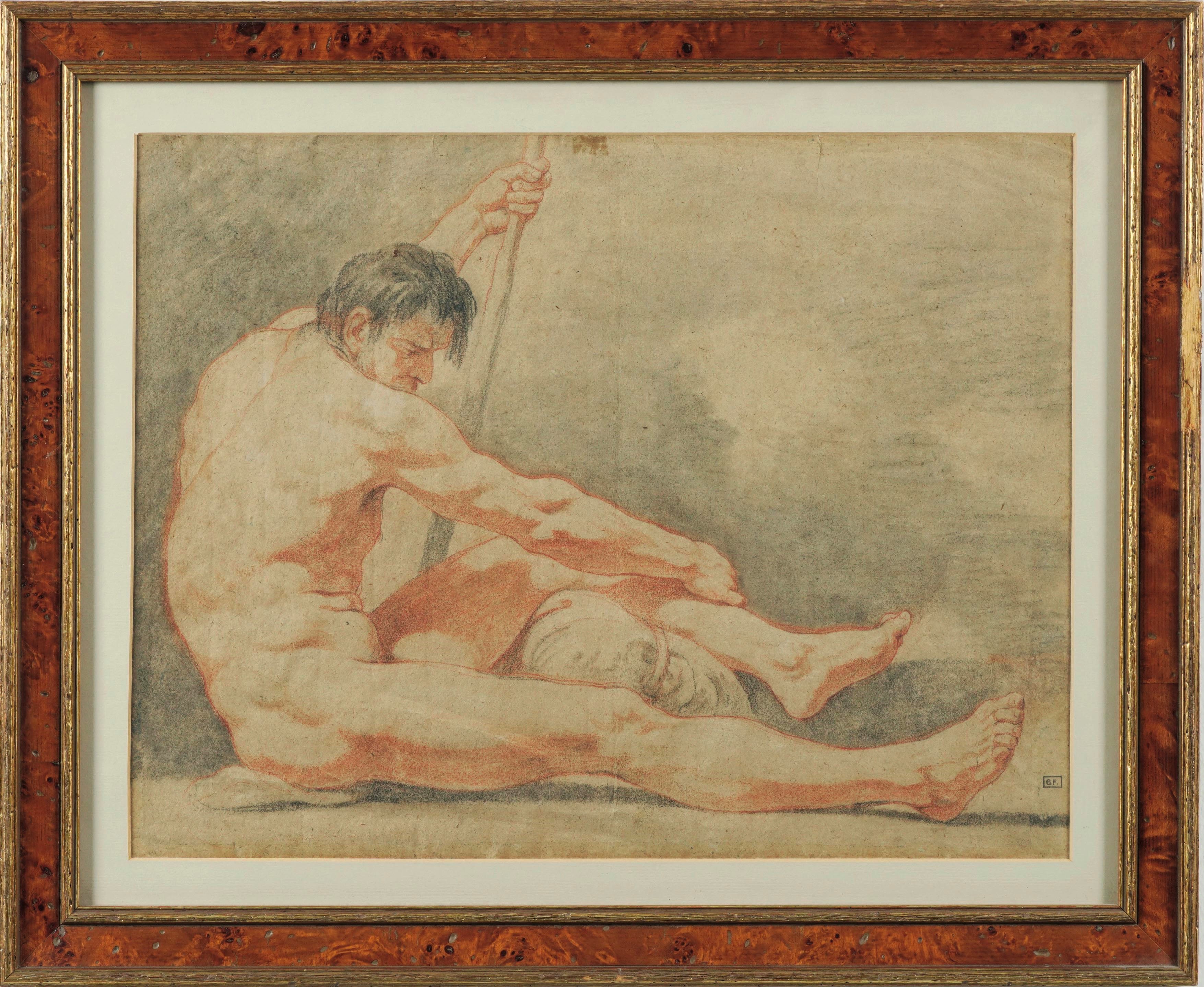 Scuola del XVIII-XIX secolo, Studio di nudo seduto