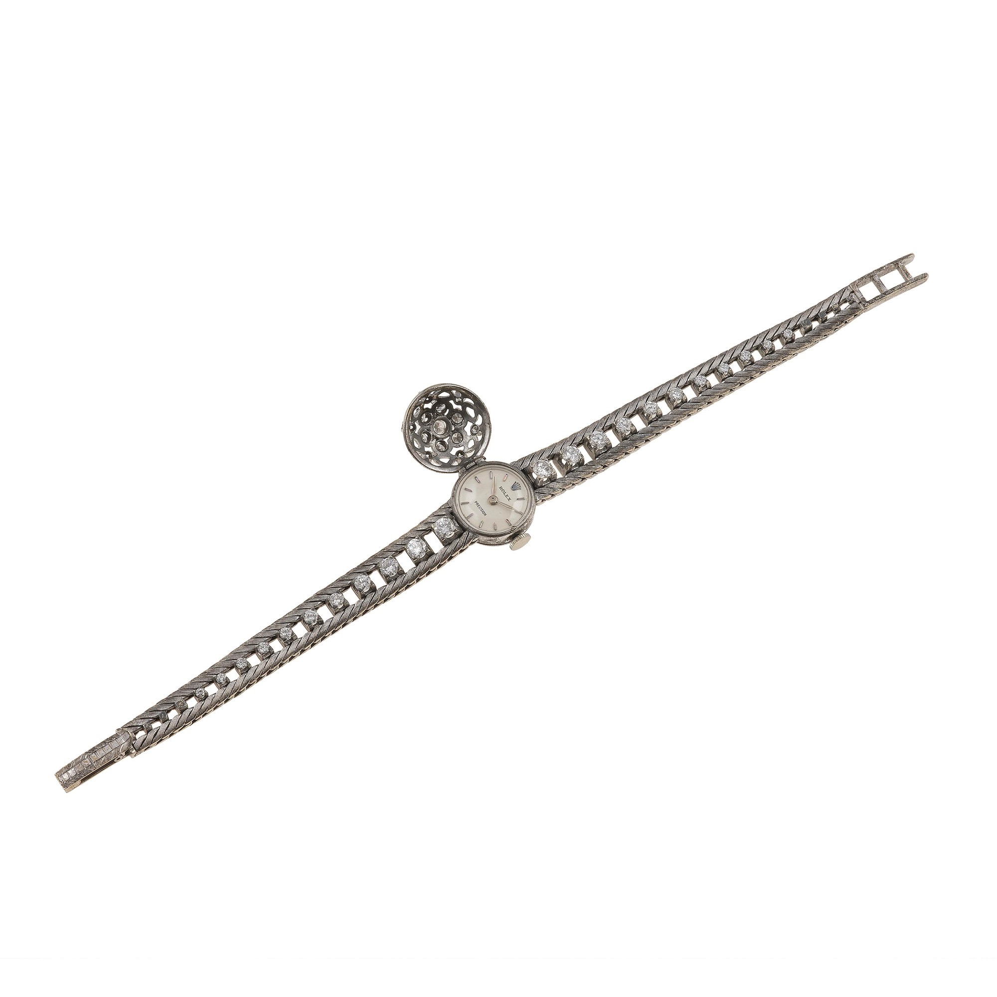 Rolex, Orologio da polso femminile in oro bianco 750/1000 con diamanti