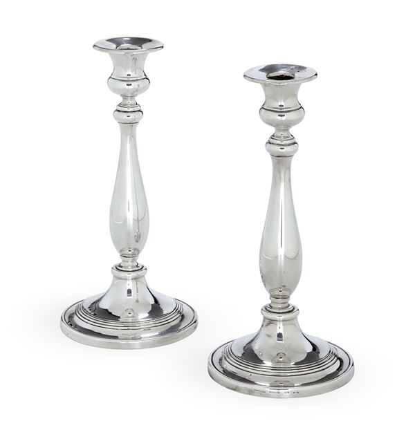 Copia di candelieri. Argenteria toscana del XX secolo, argentiere Pampaloni, Firenze