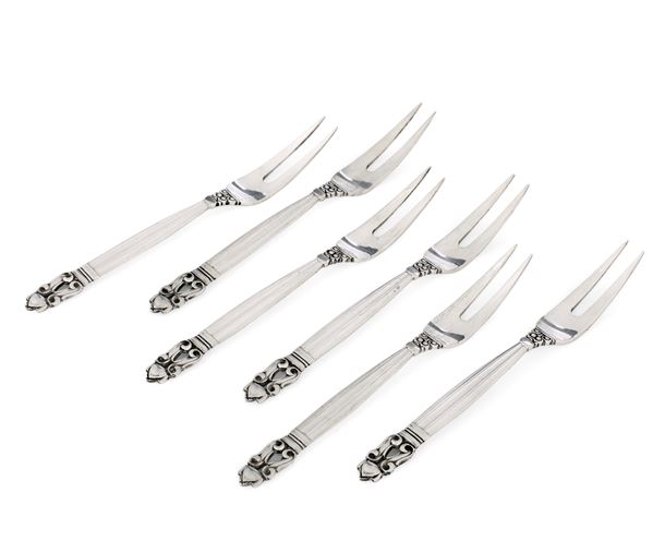 Set di 6 forchette. George Jensen, Danimarca, XX secolo