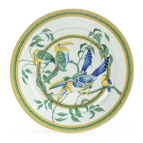 Piatto da portata Hermès "Tucano" Limoges, verso la fine del XX secolo 