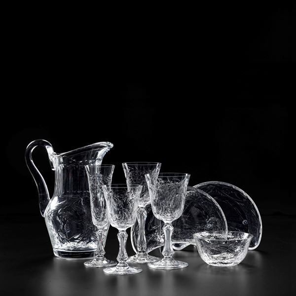 Raro servizio di calici "Virginia" Francia, Manifattura Saint Louis, XX secolo 