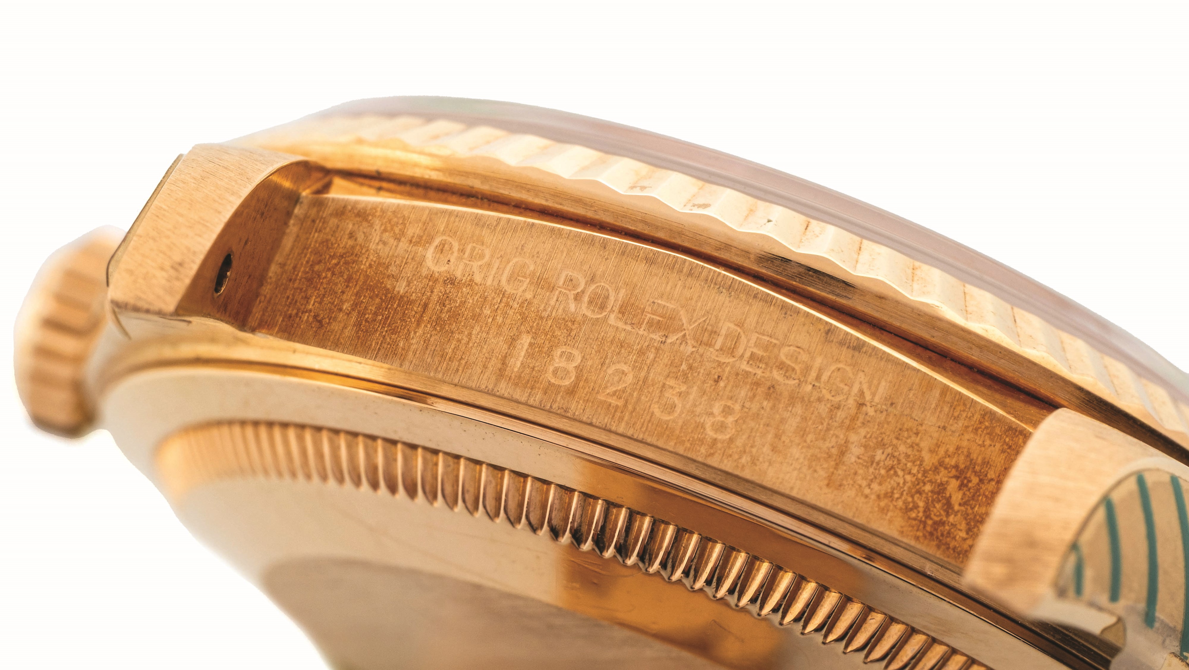 Rolex - Orologio Day-Date ref. 18238, oro giallo 18k, quadrante in Rubellite con indici in diaman...