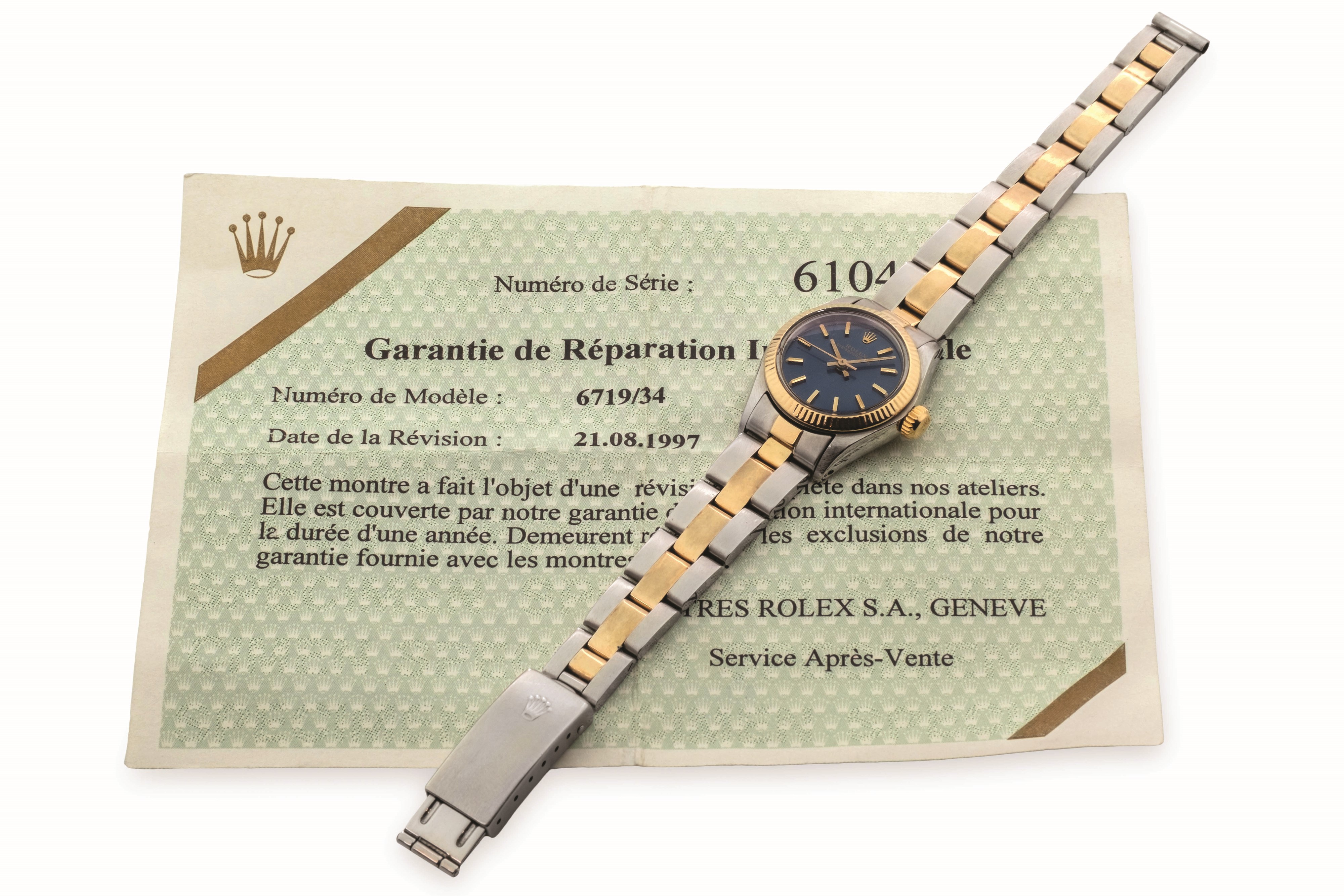 Rolex - Oyster Perpetual Lady ref. 6719, acciaio e oro giallo, quadrante Blu Soleil, circa 1979