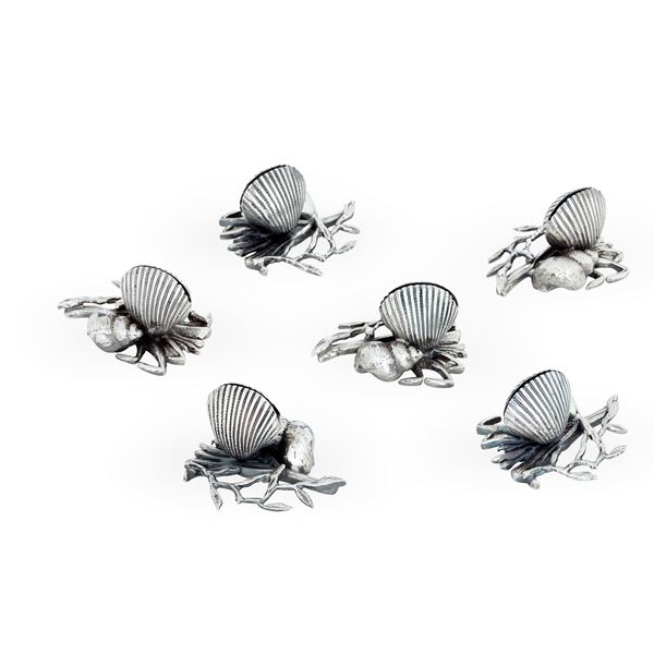 Sei segnaposto. Argenteria veneta del XX secolo, argentiere Angelo Gobbo, Treviso